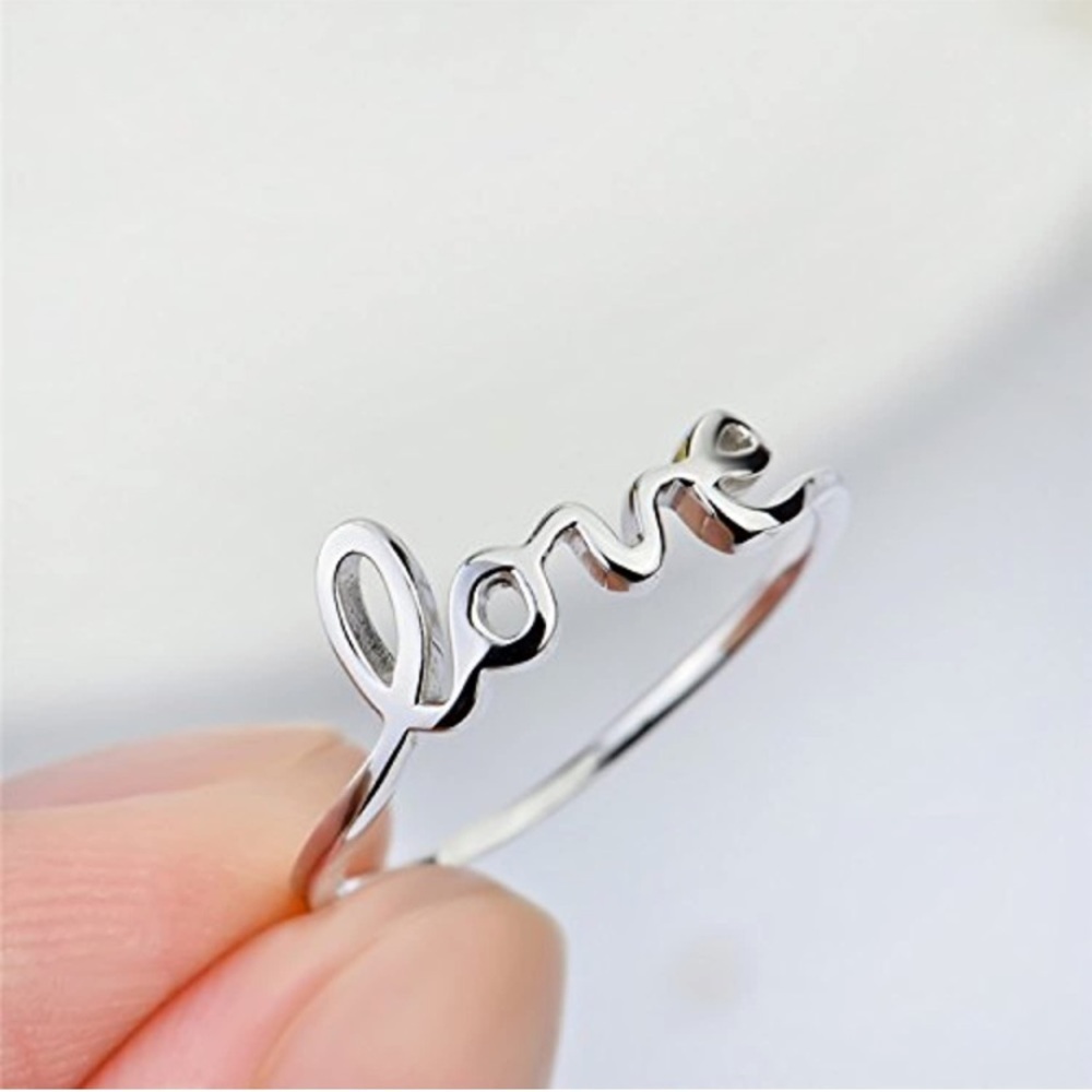 925 Love Inscription Letters Phrase Ring - Picture 7 of 10